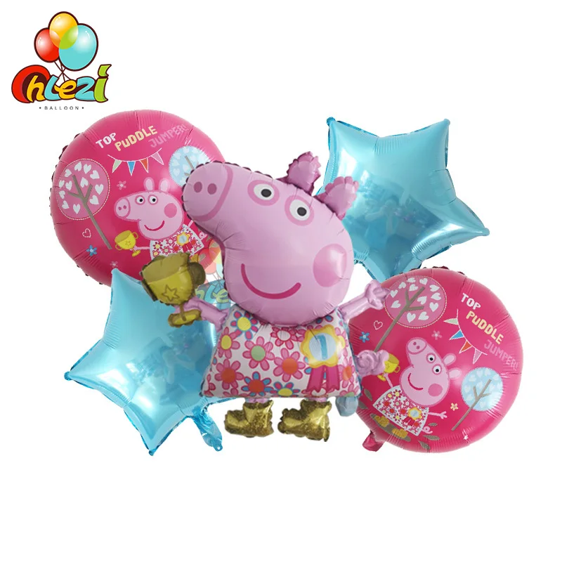 5 шт. фольгированные шары PEPPAPIG, подарок на день рождения, украшения для вечеринки на день рождения, детские игрушки для девочек и мальчиков, шары Peppa pig, Джордж