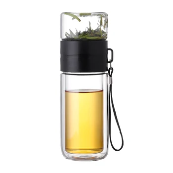 

350ML Glass Bottle Tea Cup Travel Mug Double Walled Glass Tea Cup with Handle / Filter Drinking Water Bottle Tea Drinkware Cups