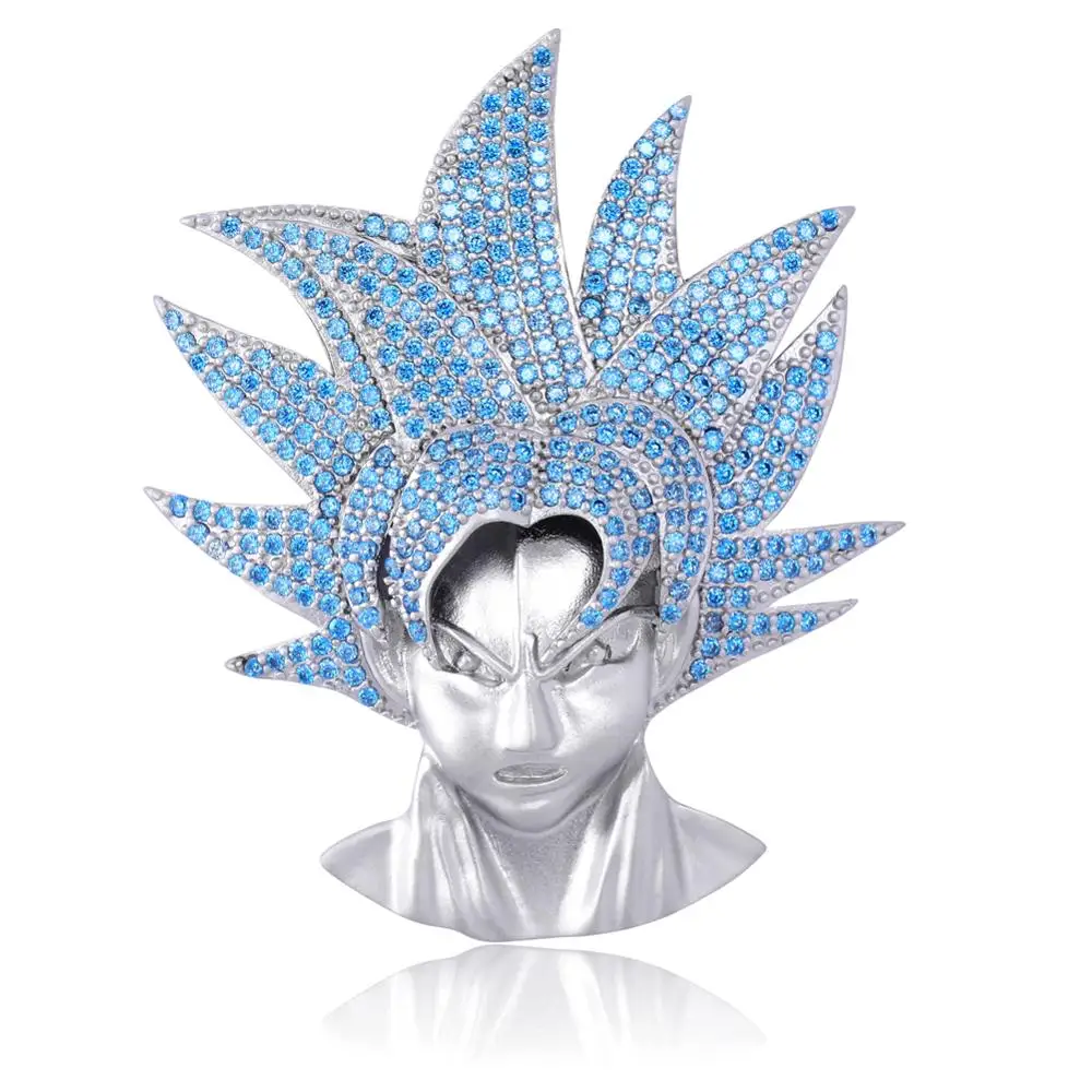 silver TOPGRILLZ Iced Out Dragon Ball Character Monkey King ожерелье, подвеска из золота Серебряный кубический цирконий в стиле хип-хоп Очаровательная цепочка ювелирный подарок - Окраска металла: silver