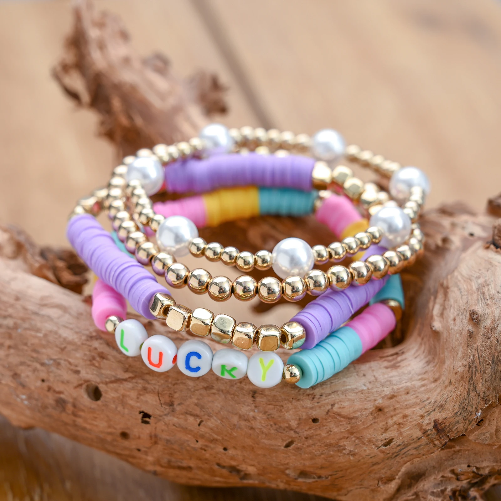 Bohemian Ethnic Beaded Bracelets Letters Pearl Flower Beads