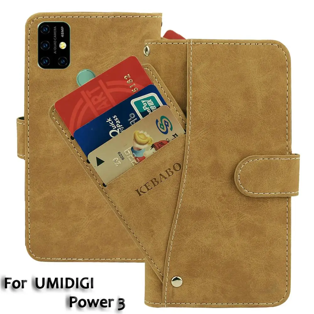 

Vintage Leather Wallet UMIDIGI Power 3 Case 6.53" Flip Luxury Card Slots Cover Magnet Stand Phone Protective Bags