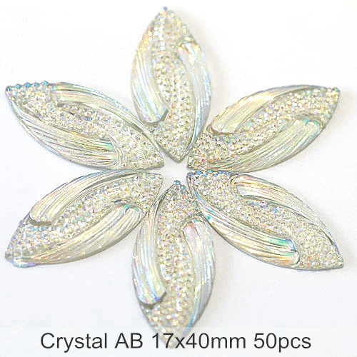 17x40mm 50pcs Большая распродажа, стразы в виде листьев, пришитые стразы из смолы, звездное небо, стразы для шитья, много размеров, пришитые стразы, свадебное платье, B3107 - Цвет: 17x40mm 50pcs