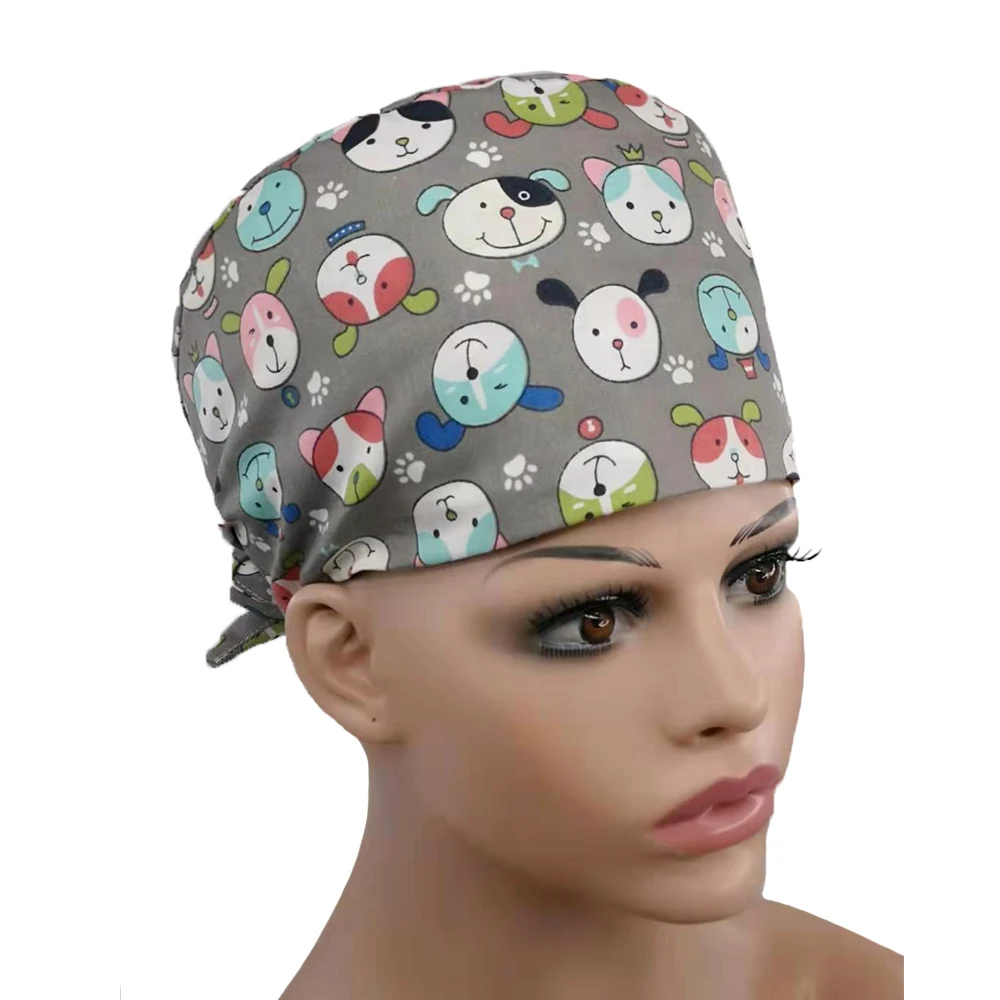 Серый Surgical Cap for Women and Men Operating room hat doctors nurses surgery caps/hat Veterinary pet puppy hat - Цвет: Серый