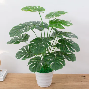 

60CM Artificial Real Touch Plant Monstera Tree without Pot, Fake Plant Tree Decoration For Home Garden