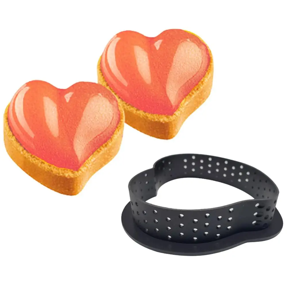 8PCS DIY Cake Mold Perforated Cutter Love-Shape Mousse Circle Ring Tart Decorating Kitchen tool Bakery Baking Tool Kitchen Gadge
