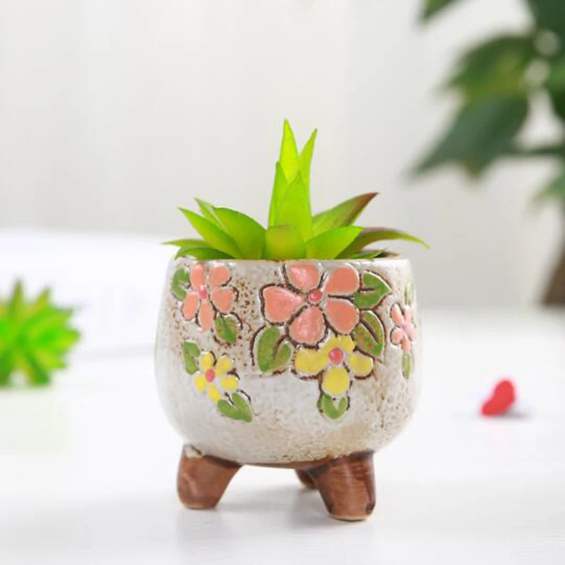 Садовый художественный керамический горшок для суккулентов, цветочный горшок, милый красочный керамический бонсай, цветочный горшок для кактуса, ваза, настольные украшения