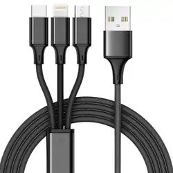 1 упаковка, мульти USB кабель-3 в 1, зарядный кабель, нейлоновая оплетка, 4 фута (1,2 м), алюминиевый разъем, usb зарядный шнур, совместимый с iPhone