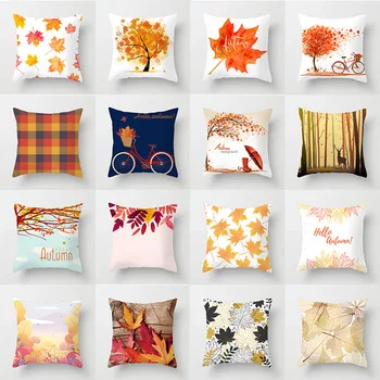 

Autumn Maple Leaf Pillowcase Polyester Throw Pillow Cases Home Sofa Cushion Cover Decorative Pillowcase Car Home Decor Ornament