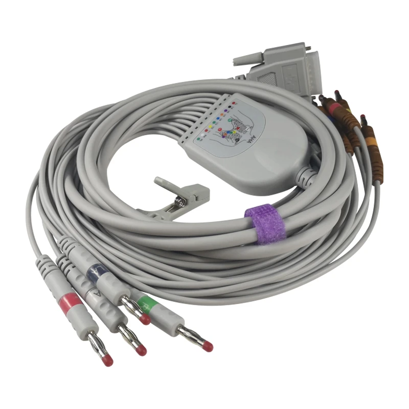 Câble ECG 10 Dérivations Pour Moniteur Biocare IE6 - Connecteurs Banane 4.0, Neuf | Câble Médical Monitoring Patient