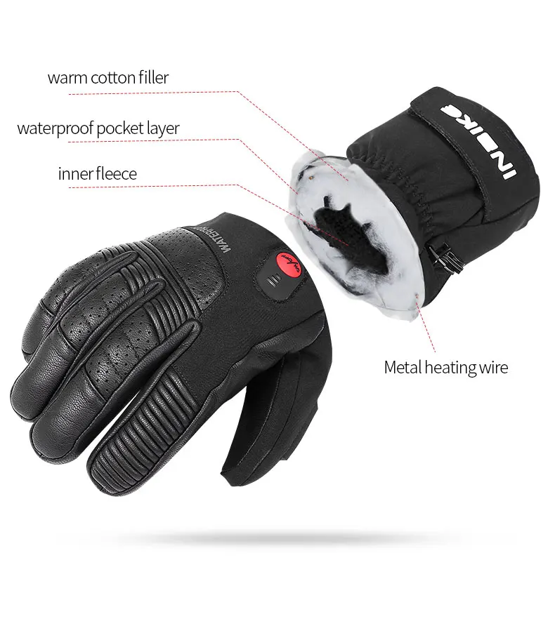 INBIKE, USB перезаряжаемые мотоциклетные перчатки с подогревом, термальные перчатки для MTB, лыжный мотокросс, Электрический нагрев, теплые Мотоциклетные Перчатки