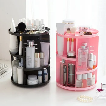 

Rotating Makeup Organizer Cosmetics Skincare Products Storage Box Desktop Adjustable Spin Holder SDF-SHIP