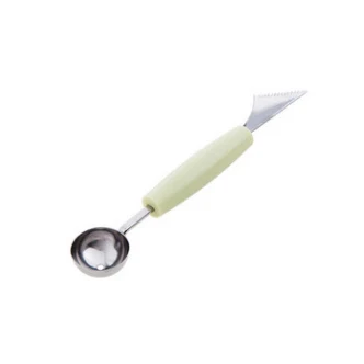 ERMAKOVA 2 в 1 Дыня шариковый нож Совок фруктовый резной нож Многофункциональный кухонный нож резак для фруктов инструмент для резьбы - Цвет: Green