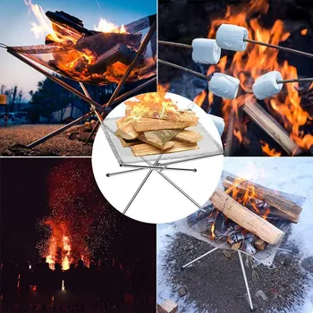 

Fire Burn Pit Stand Portable Outdoor Solid Fuel Rack Collapsible Stove Fire Frame Fast Heating Wood Charcoal Stove Camping Tools
