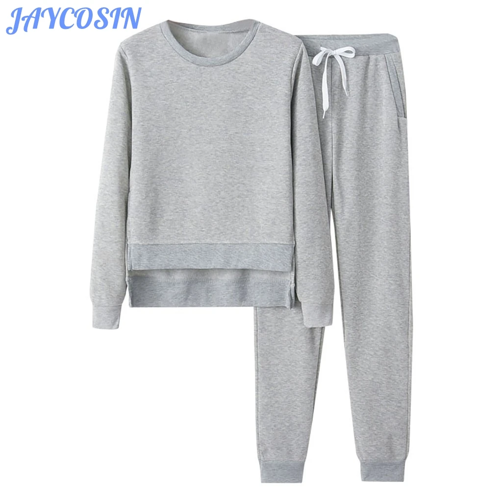 JAYCOSIN Clothes Fashion Women Two-Piece Sets Sport Sweatshirt Loungewear Crop Long Sleeve Top And Pants Outfits | Женская одежда
