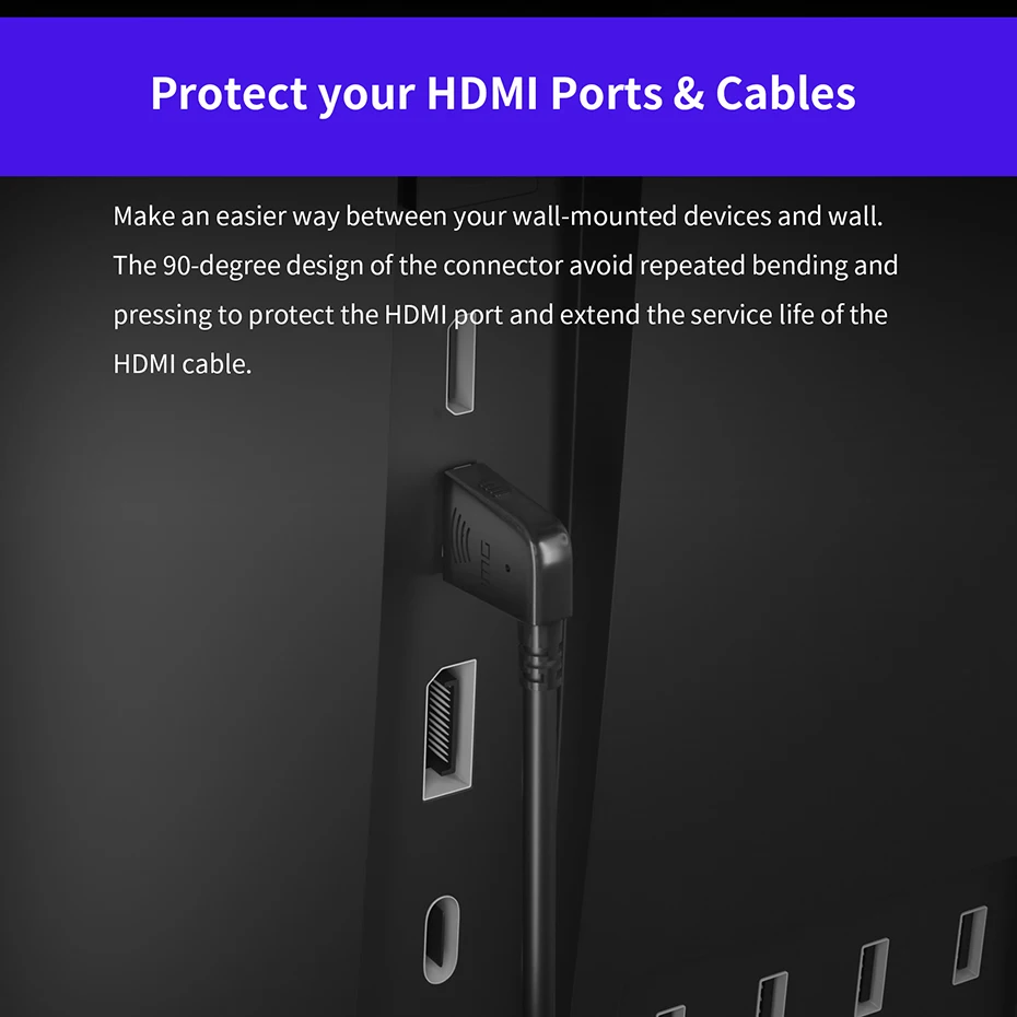 35cm HDMI 2.0 Cable 4K 60Hz Short 90 Degree Angled HDMI 2.0 to Cord for PS5 apple TV PS4 pro XBox HDTV HDR ARC CEC support