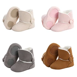 Bottes de neige antidérapantes pour bébés filles et garçons de 0 à 18 mois, semelle en caoutchouc, chaussures chaudes molletonnées solides, doublure épaisse, pour premiers marcheurs 