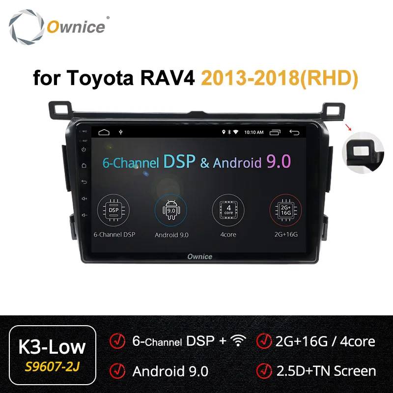 Ownice k3 k5 k6 4G+ 64G DSP 2 Din Android 9,0 автомобильный dvd плеер gps для Toyota RAV4 для Toyota Previa Rav 4 2013 4G автомобильный радиоприемник - Цвет: S9607-2 K3 LOW