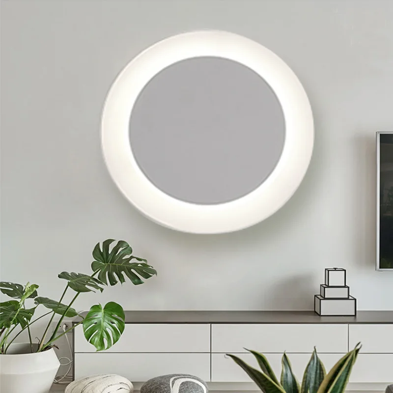 

Northern European -Style Post- modern Living room restaurant bedside round rotating LED night light Controllable wall lamp