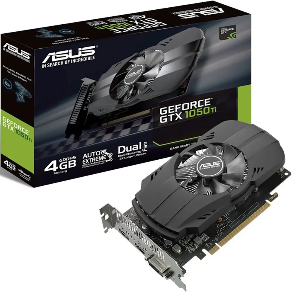 Видеокарта ASUS Phoenix nVidia GeForce GTX 1050 Ti 1392MHz 4096MB 7008MHz 128 bit RTL [PH-GTX1050TI-4G] | Компьютеры и офис
