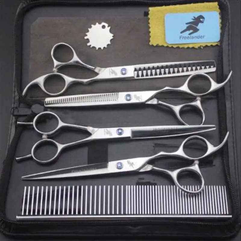 Set5 Freelander 7,0 дюймовый высококачественный набор из 4 предметов ножницы для ухода за домашними животными ножницы для кошек и собак прямой СГИБ набор - Цвет: Set5