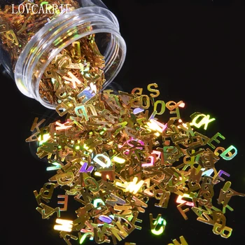 

1 Bottle Holographic Letter Nail Art Sequins Glitter Nails Accessories Luxury Laser Gold Sequins Flakes for Gel Nail Decorations