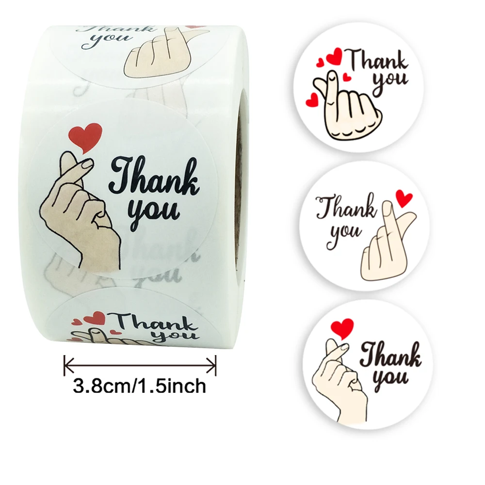 Red Love Thank You Cute Stickers Label 500pcs/roll 3.8cm Wedding Party Gift Card  Scrapbooking Stationery Sticker