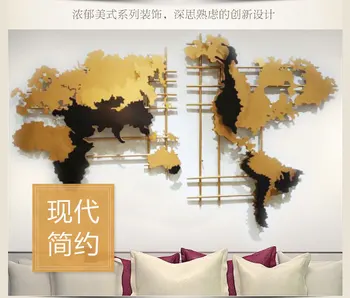 

Nordic iron decoration Creative pendant world map handicraft metal wall decoration Modern simple art home decoration