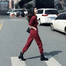 

Cotton High Waist Jumpsuit Women's Spring Autumn Casual Working Pants Ankle-Tied Jumpsuit Body Suit for Women One Piece Jumpsuit