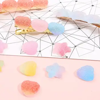 

10Pcs/lot Mixed Fake Candy Resin Cabochon Flatback Heart Star Shape Simulation Food For DIY Hairpin Accessories