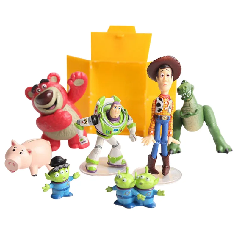 7Pcs/set Mini Toy Story Buzz Lightyear Woody Jessie Alien PVC Action Figure Collectible Model Gift For kids Toy
