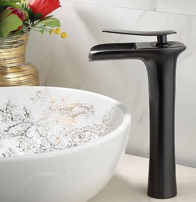 black faucet Керамика может медным покрытием, белый, печи, смеситель, с горячей и холодной водой 28 см - Цвет: black faucet