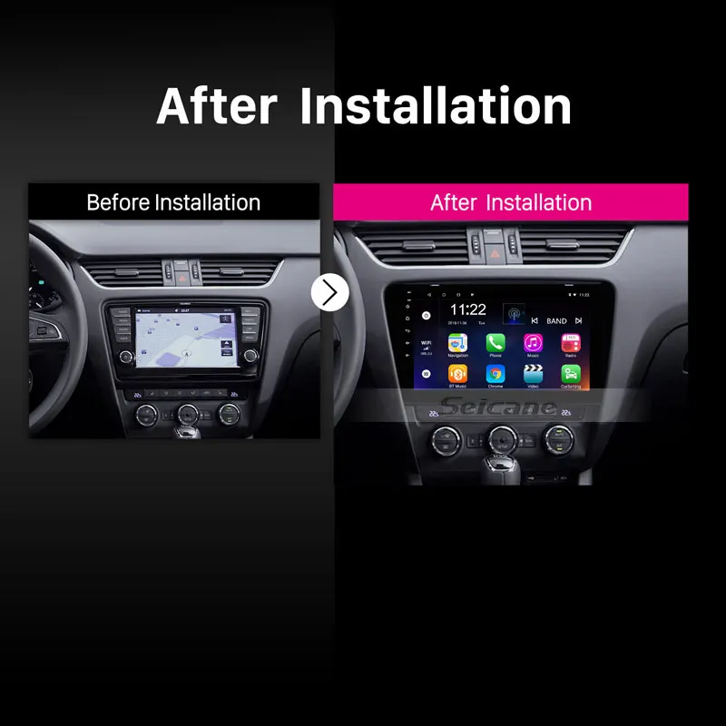 Perfect Seicane Android 9.0 10.1 inch HD 1024*600 Touch Screen Car Radio For 2015 2016 2017 SKODA Octavia (UV) GPS Navigation Bluetooth 3