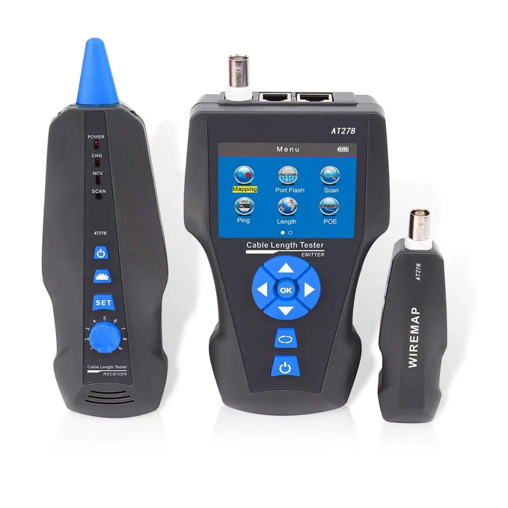 

KOLSOL AT278 TDR Multi-functional LCD Network Cable Tester Tracker RJ45/RJ11/BNC/Metal Cable/PING/POE Cable Length Test With Por