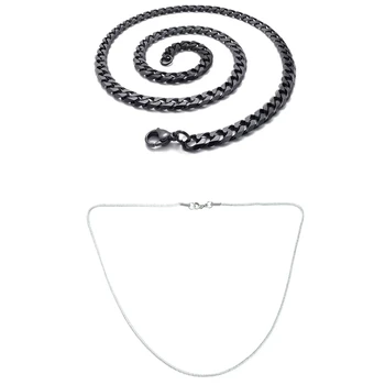 

Jewelry, Stainless Steel Armor Chain Necklace, Silver Color - Width 2.2mm - Length 45cm & 6.5mm Cord 50cm