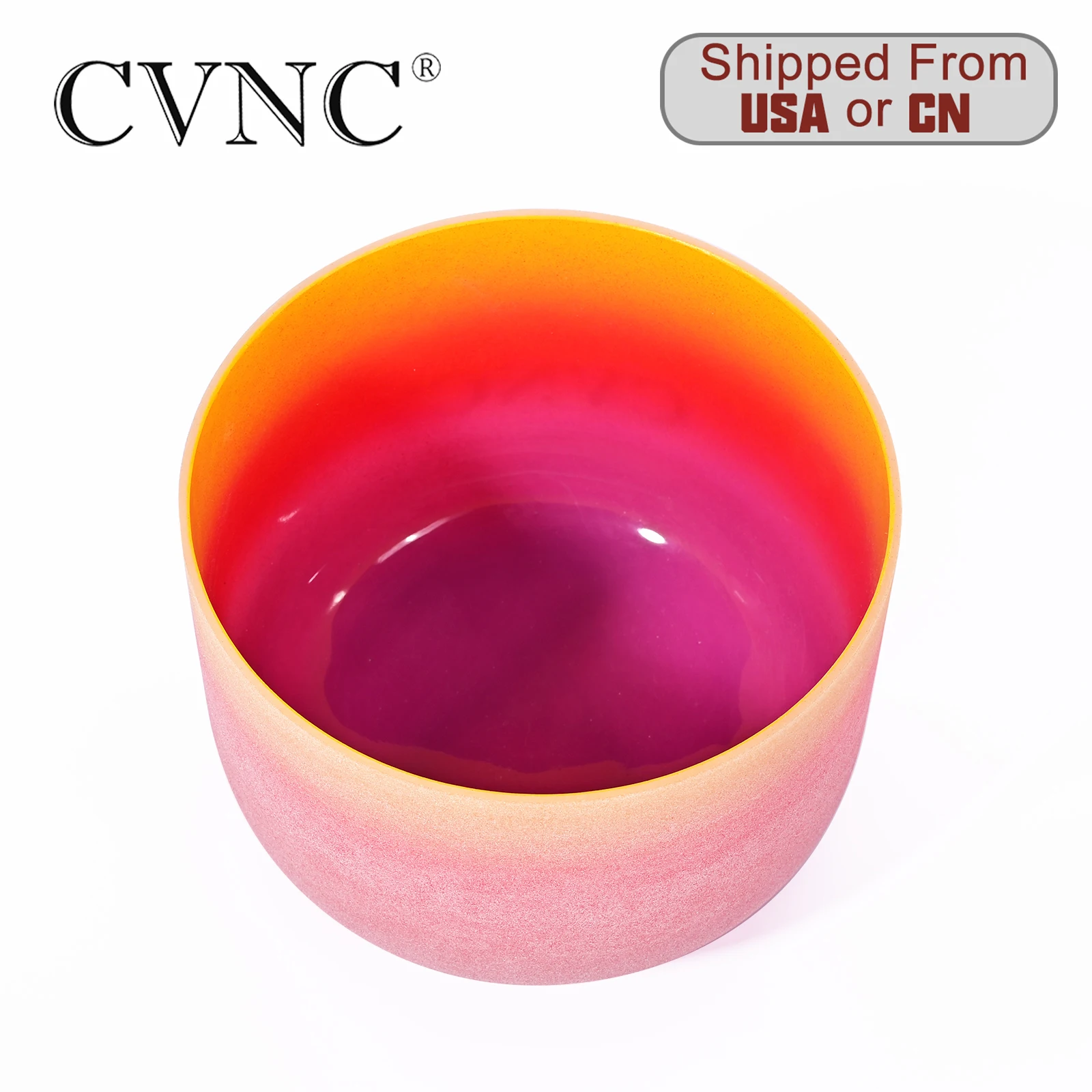 

CVNC 8" Note E Solar Plexus Chakra Rainbow Colored Frosted Quartz Crystal Singing Bowl