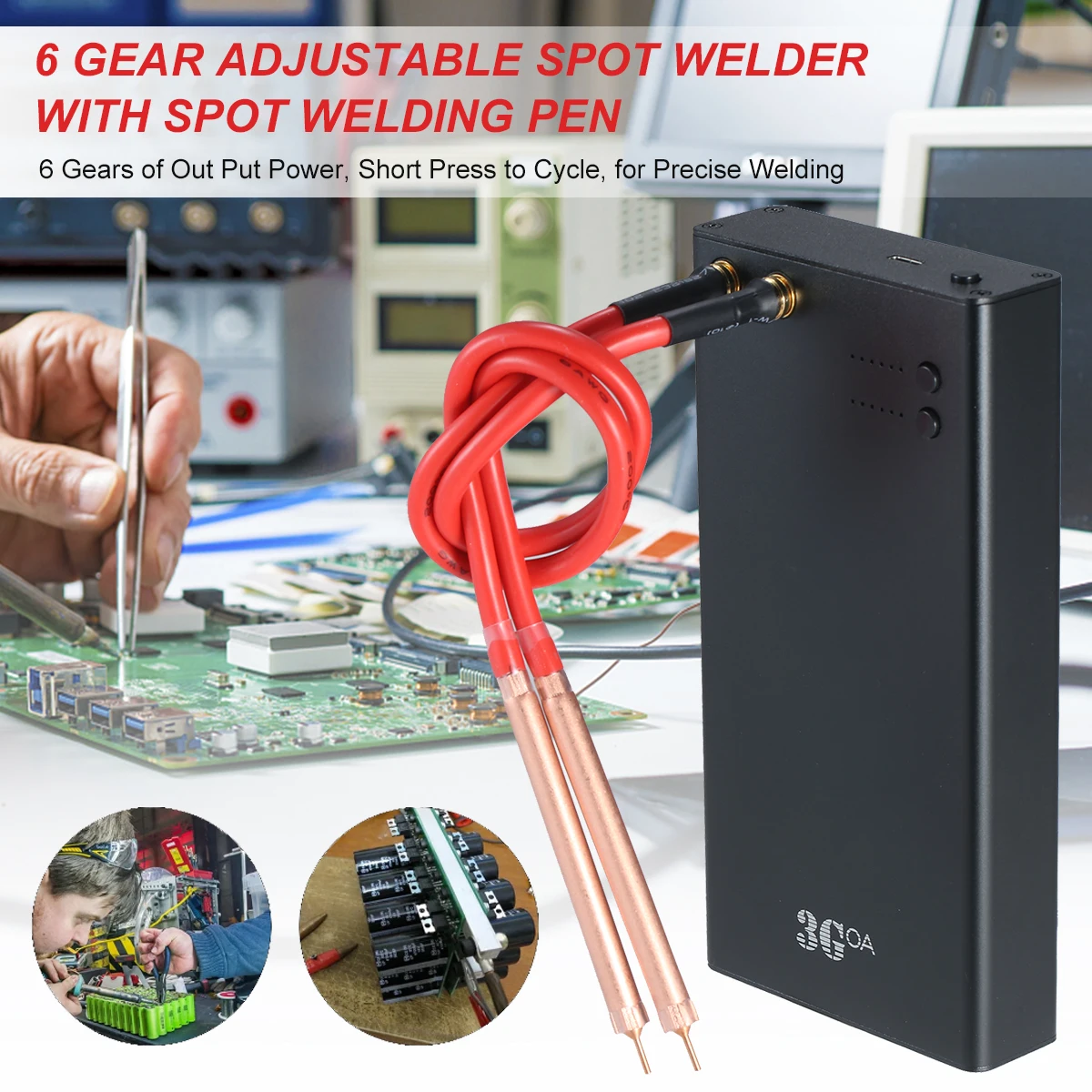 Portable 6 Gears Adjustable Mini Spot Welding Machine for 18650 Battery DIY Spot Welding Tool Kit Rechargeable Spot Welder