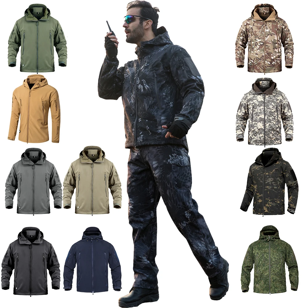 

Winter Warm Waterproof Jacket Men Rain Fleece Softshell Set Camouflage Hunting Clothes Trekking Pants Hiking Fishing Climb Coat