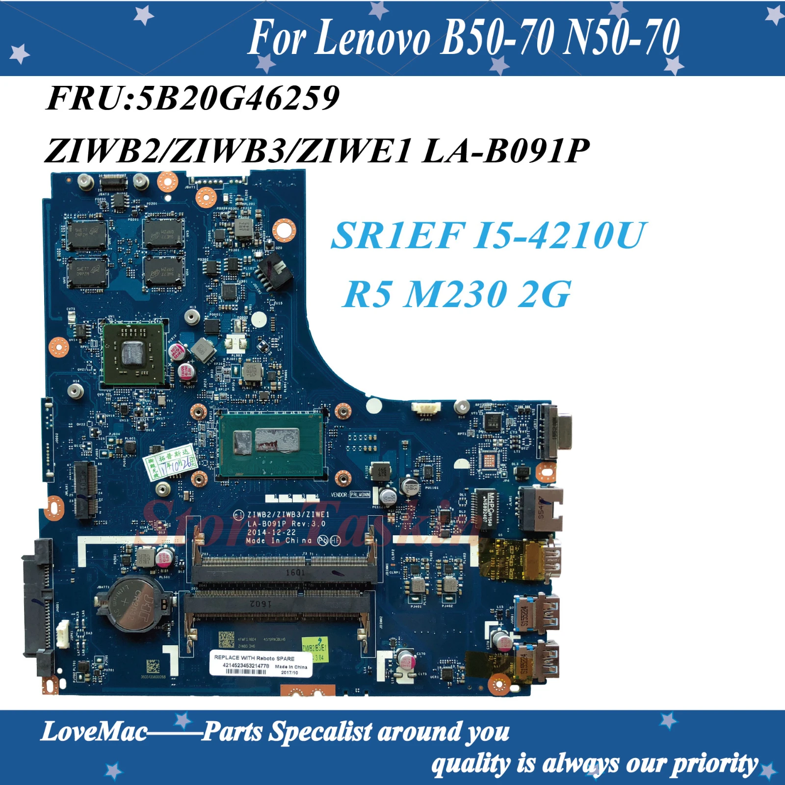 Высокое качество FRU 5B20G46259 для Lenovo B50-70 N50-70 материнская плата ноутбука ZIWB2/ LA-B091P SR1EF