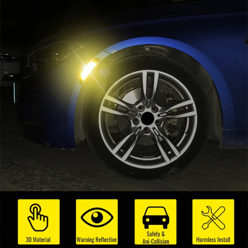 2 шт./компл. безопасная Автомобильная Светоотражающая Предупреждение безопасности Автомобильный бампер светоотражающие полосы