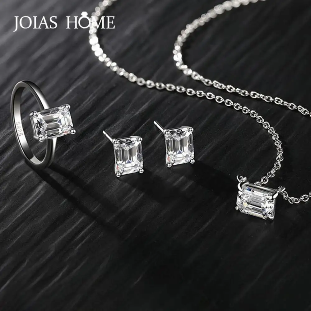 JoiasHome Мода 925 серебряные серьги для женщин Gemetric драгоценных камней модное