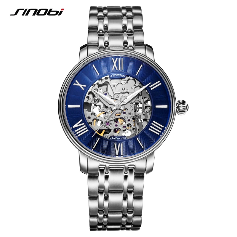 SINOBI, relojes mecánicos para hombre, Tourbillon, correa de acero