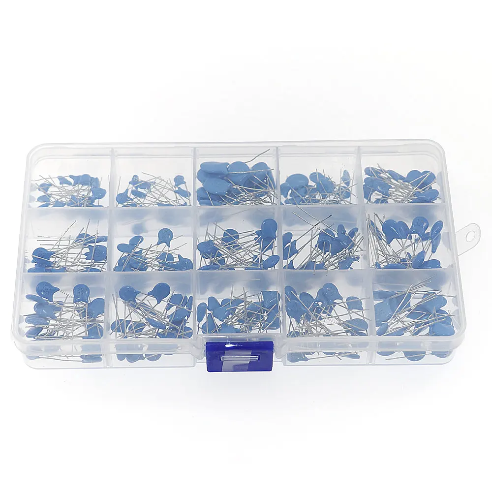 Boîte de kit assressentien céramique haute tension bleue, verrerie 15 valeurs V, 2KV, 3KV, condensateurs de puzzles, Wieshamp, 300 pièces