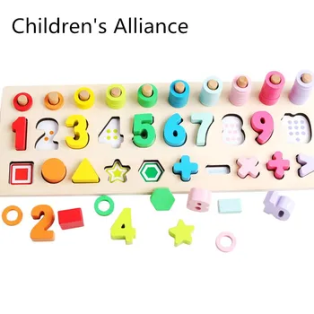 

Montessori Math Toys Digital Shape Pairing Learning Preschool Counting Board Kids Educational Wooden Toys for Children Gift