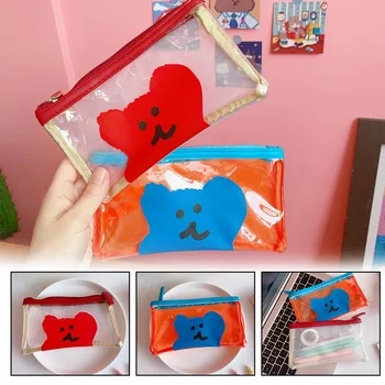

Cartoon Animal Dog Cosmetic Bag Transparent Travel Makeup Case Wash Toiletry Make Up Organizer Beauty Women Pouch Storage Bags