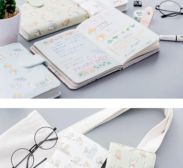 Милая собака кошка печать кожа портативный ноутбук Kawaii Мультфильм ручная книга дневник планировщик Блокнот Журнал Подарки