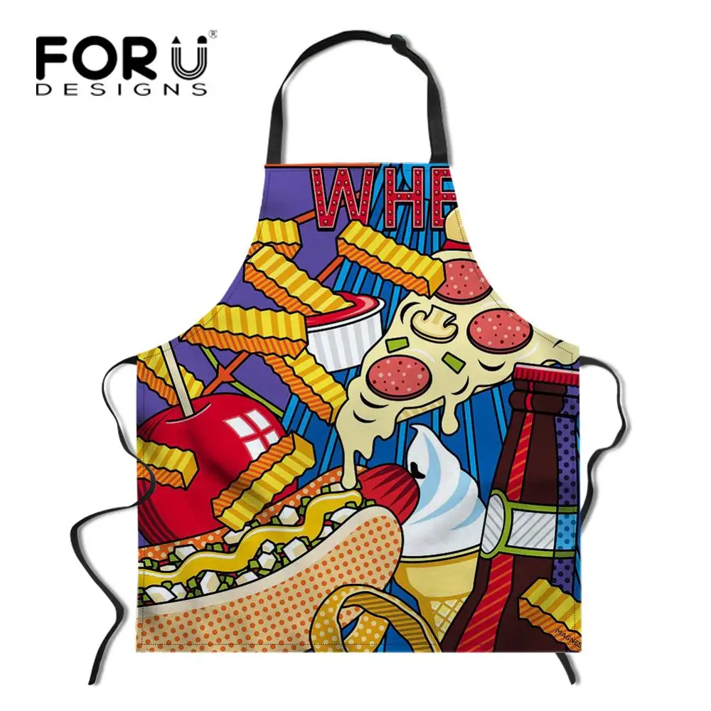 YY0657R FORUDESIGNS/кухонный фартук с принтом гамбургера, забавные фартуки для приготовления хот-догов для мужчин и женщин, полиэстер, шеф-повара, выпечка, барбекю нагрудник - Цвет: YY0657R