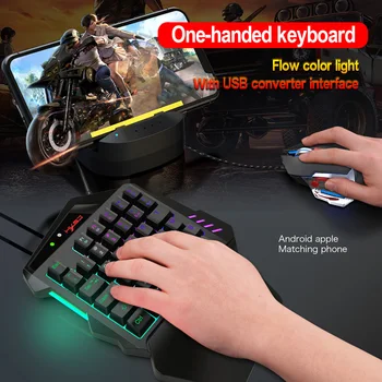 

Black HXSJ V500 Streaming Ribbon Converter One-handed Keyboard with USB Converter Interface Flow Color Light Keyboards