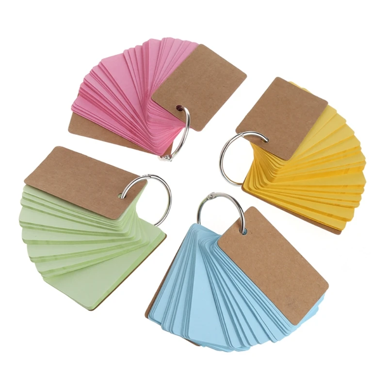 

Kraft Paper Binder Ring Easy Flip Flash Cards Study Memo Pads DIY Stationery DXAB