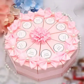 

45 10 pcs/set Cake Shape Boxes Wedding Candy Storage Box Food Container Gifts Paper Bag Wedding Favors Party Supplies 2 Size