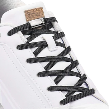 

No Tie Shoelaces Magnetic Metal locking Quick Flat Elastic Shoelace Child Adult Unisex Safety Leisure Sneakers Lazy Laces 1 Pair
